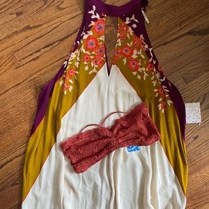 2 piece FREE PEOPLE  color block tunic & Bralette